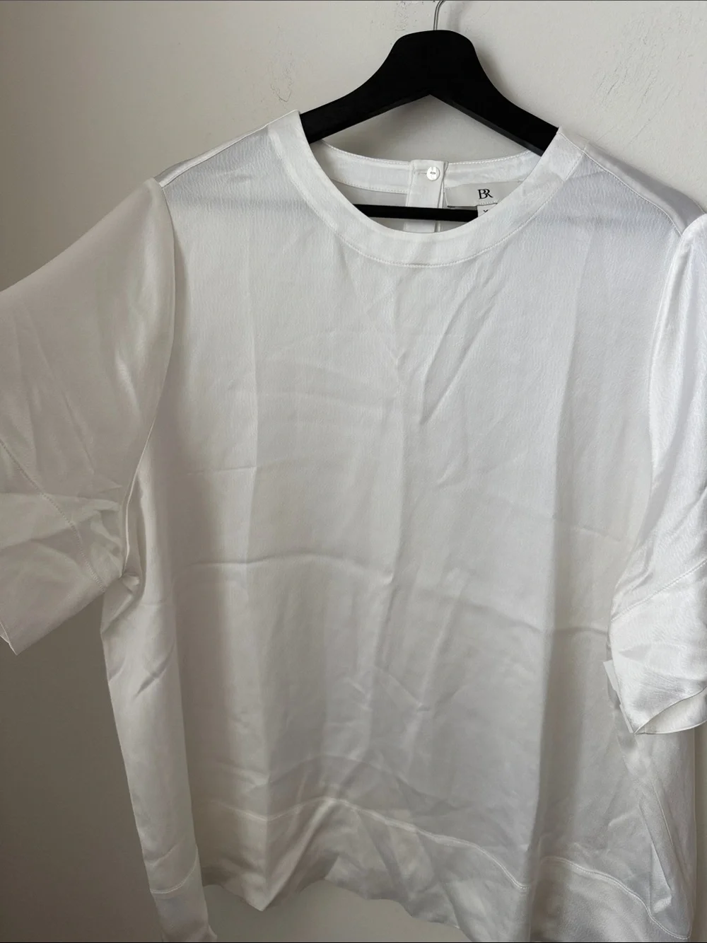 Banana Republic White Short Sleeve Satin Blouse Size XL
